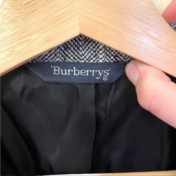 Men's Vintage Burberry Herringbone gray silver blazer jacket size 42